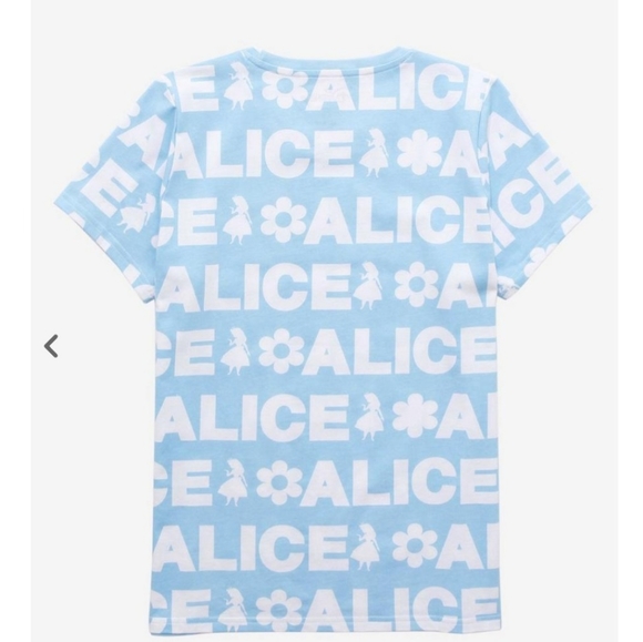Alice In Wonderland repeating text DISNEY short sleeve graphic tee Small EUC - Picture 5 of 7